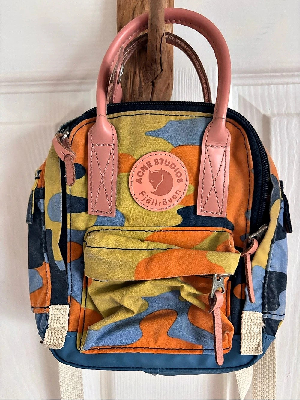 Acne Studios x Fjallraven Mini Camo Backpack in Blue & Orange